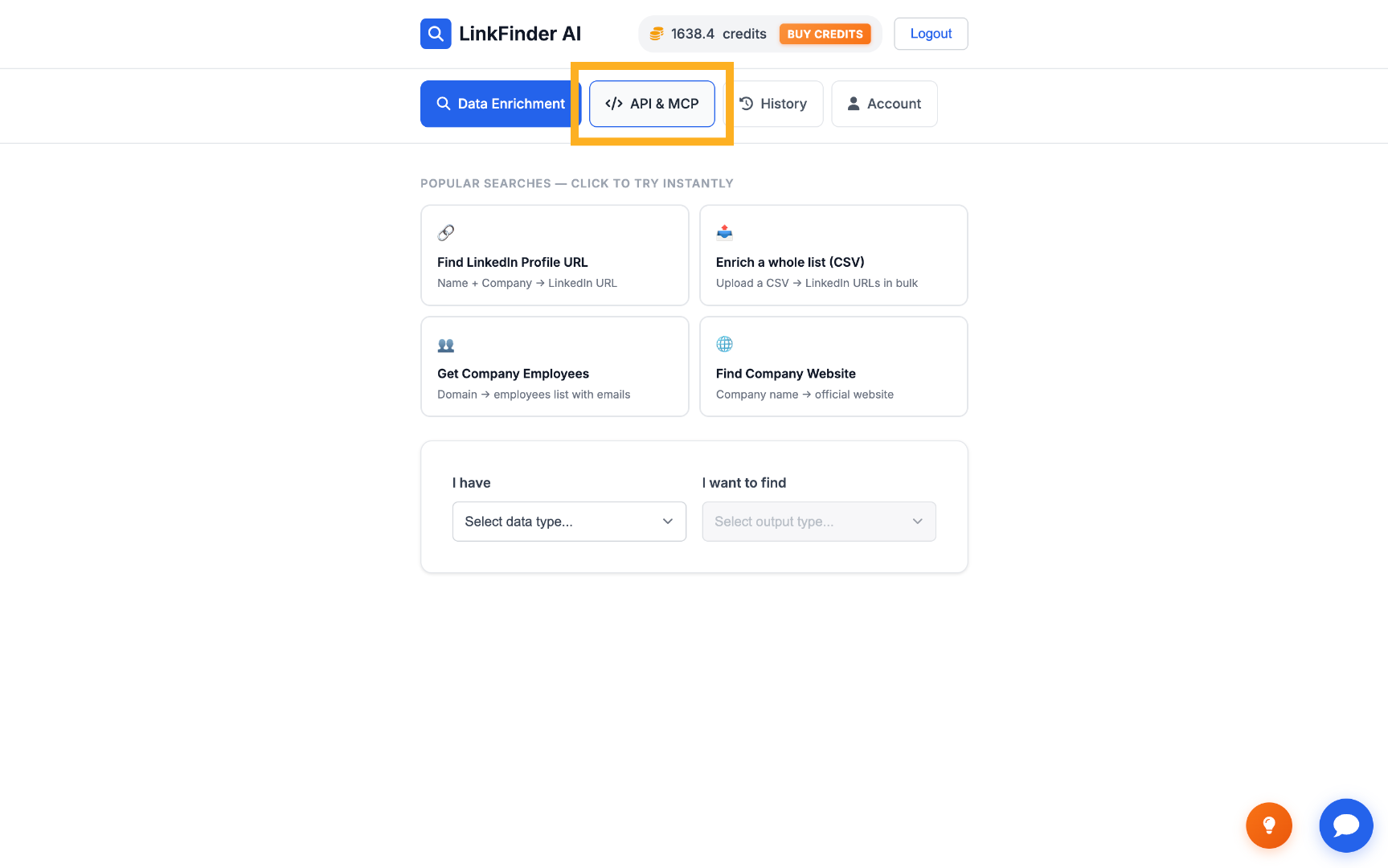 Open the API and MCP section