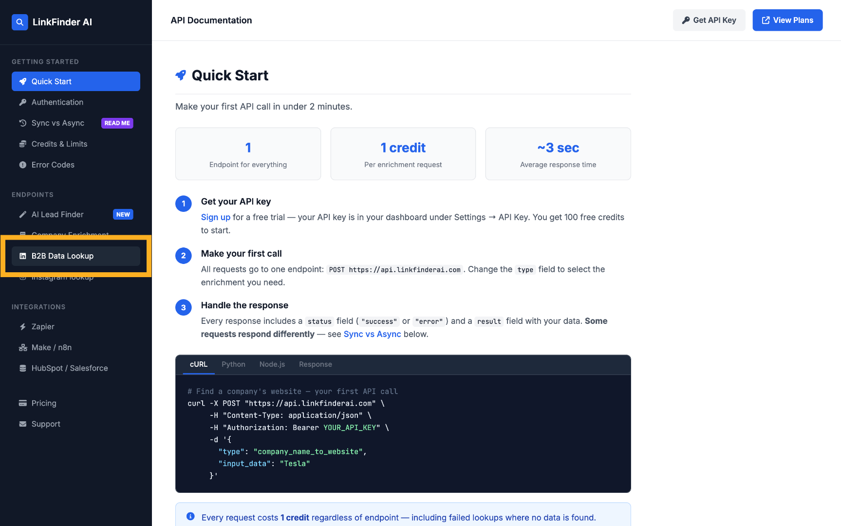 Navigate to B2B Data Lookup