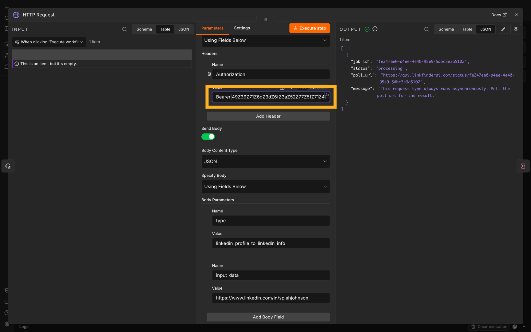 Select API Key Field