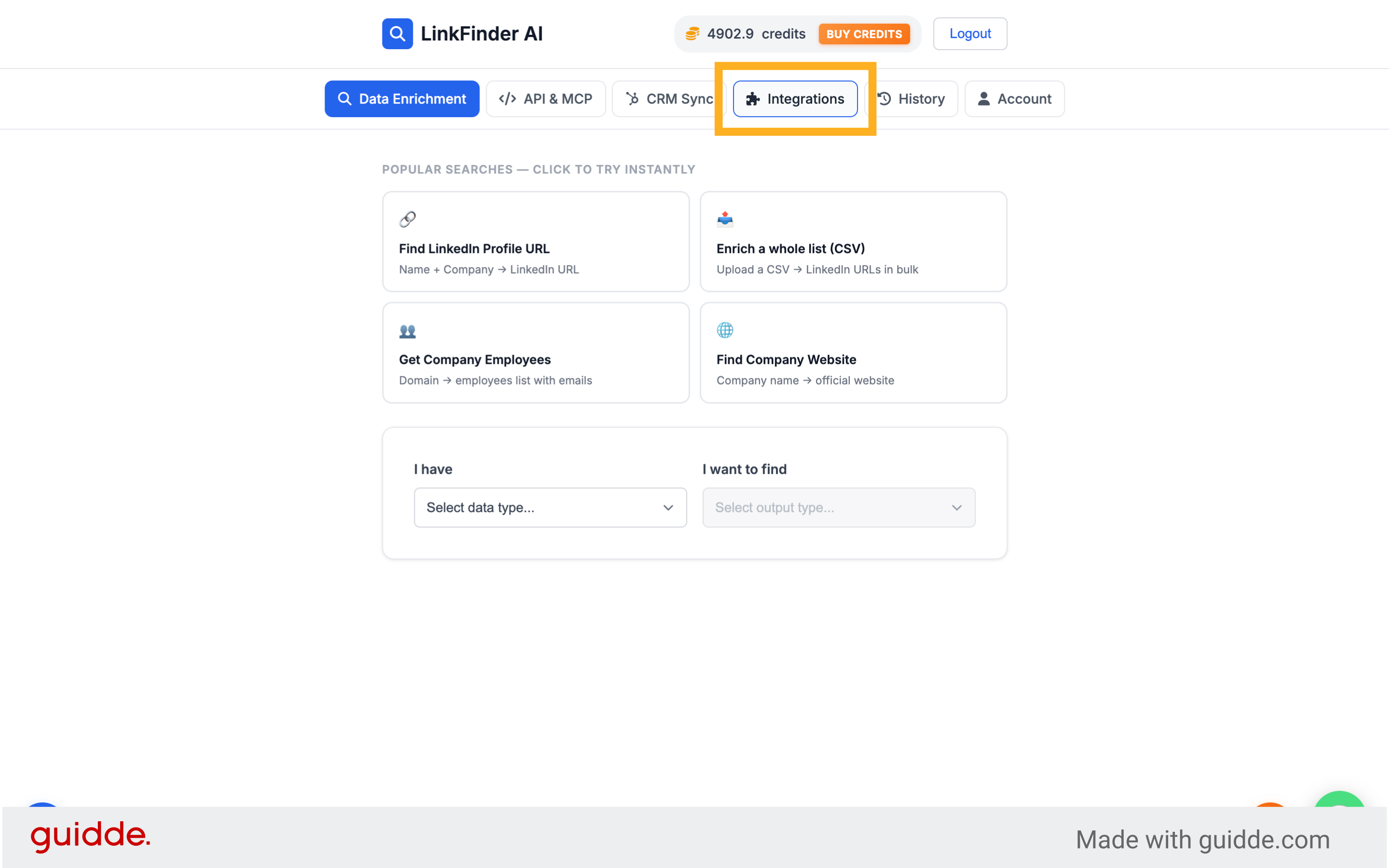 Access Integrations Section