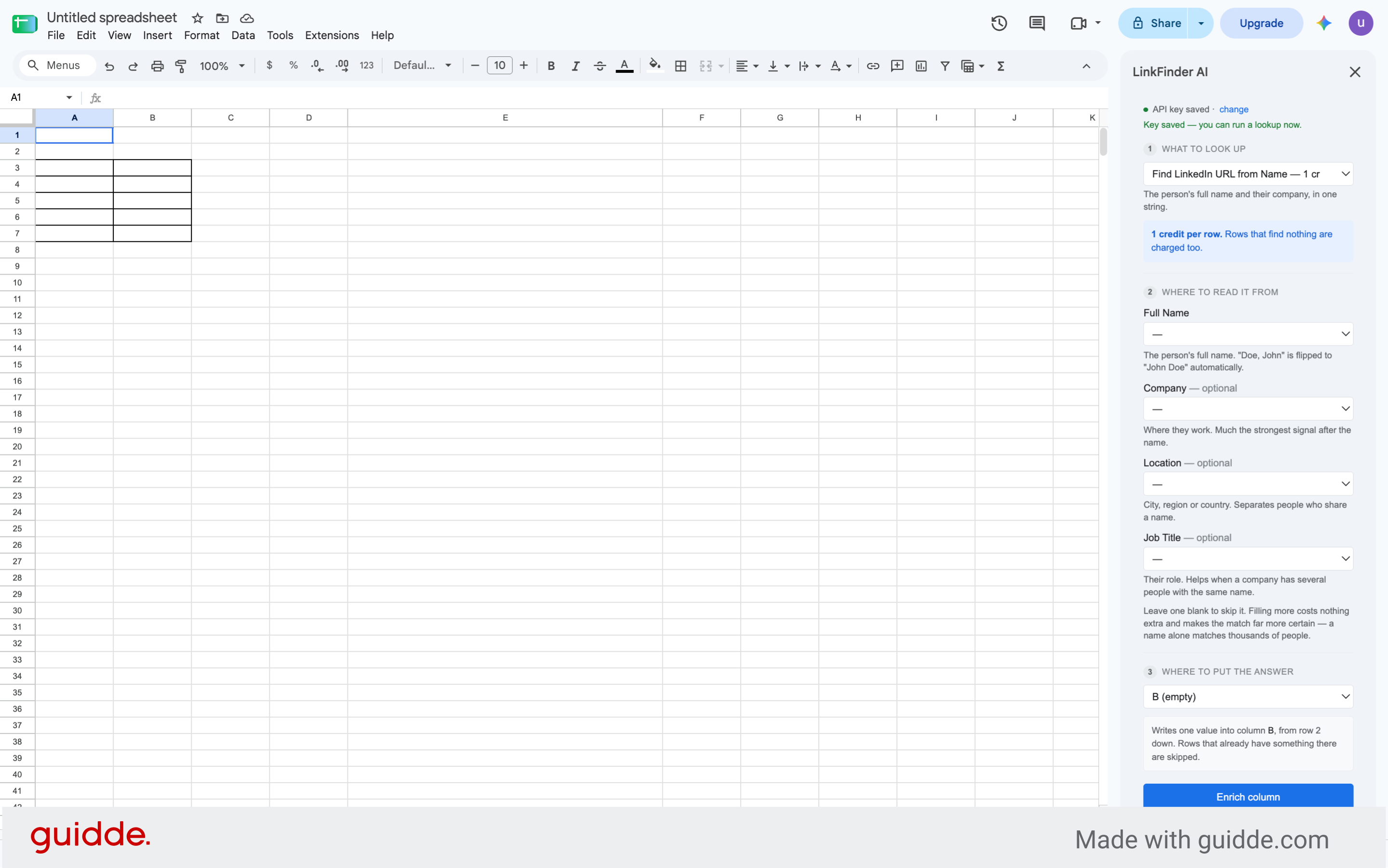 Return to Google Sheets