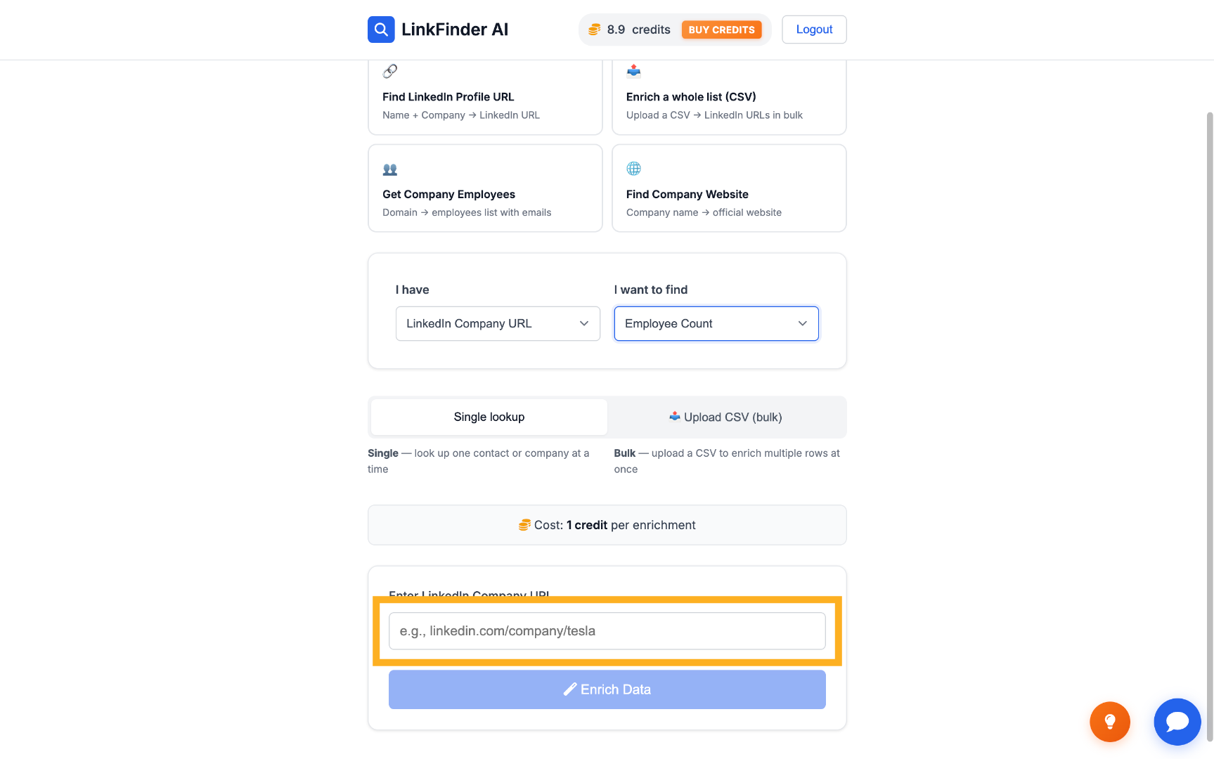 Enter Company LinkedIn URL