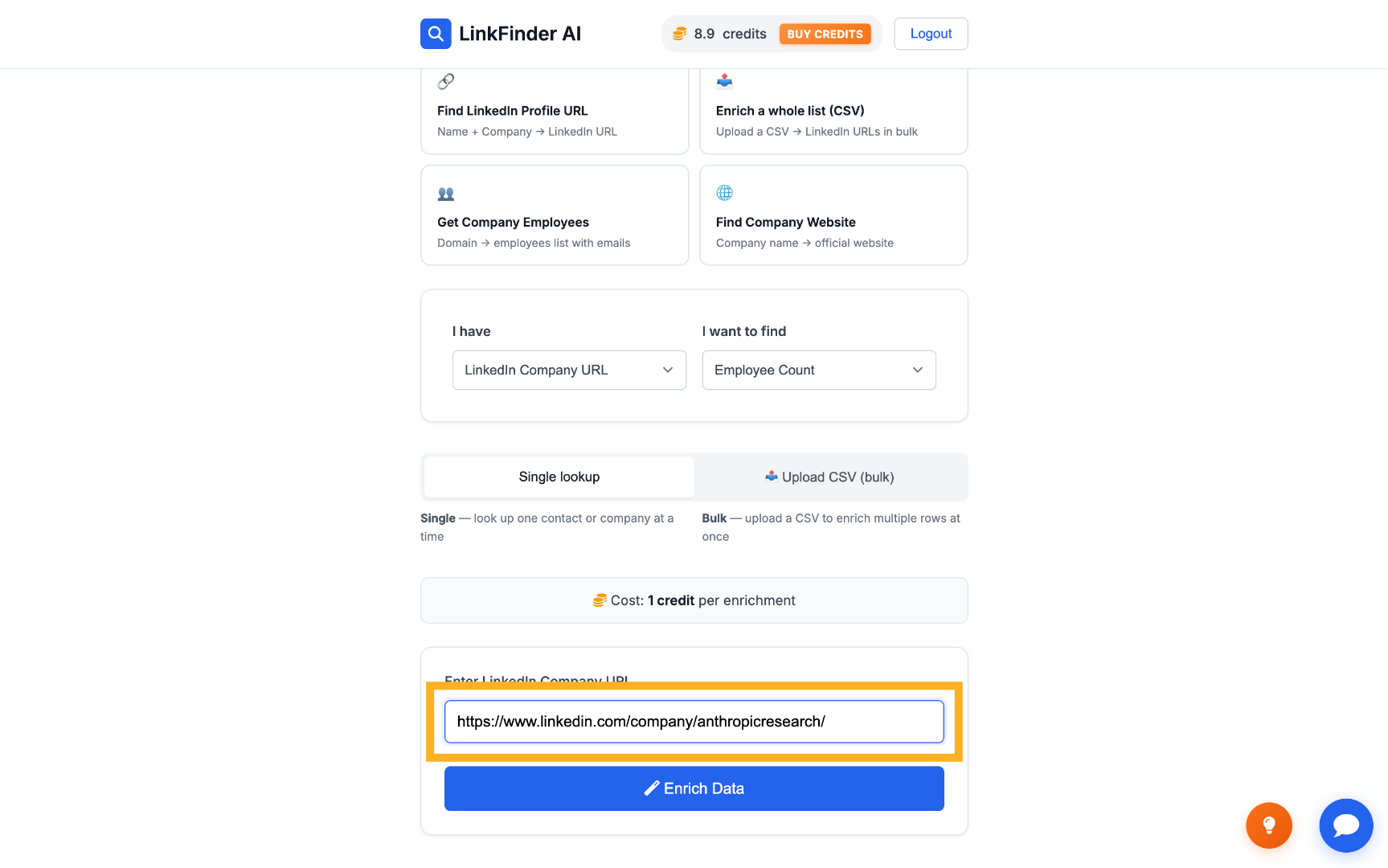 Paste LinkedIn URL