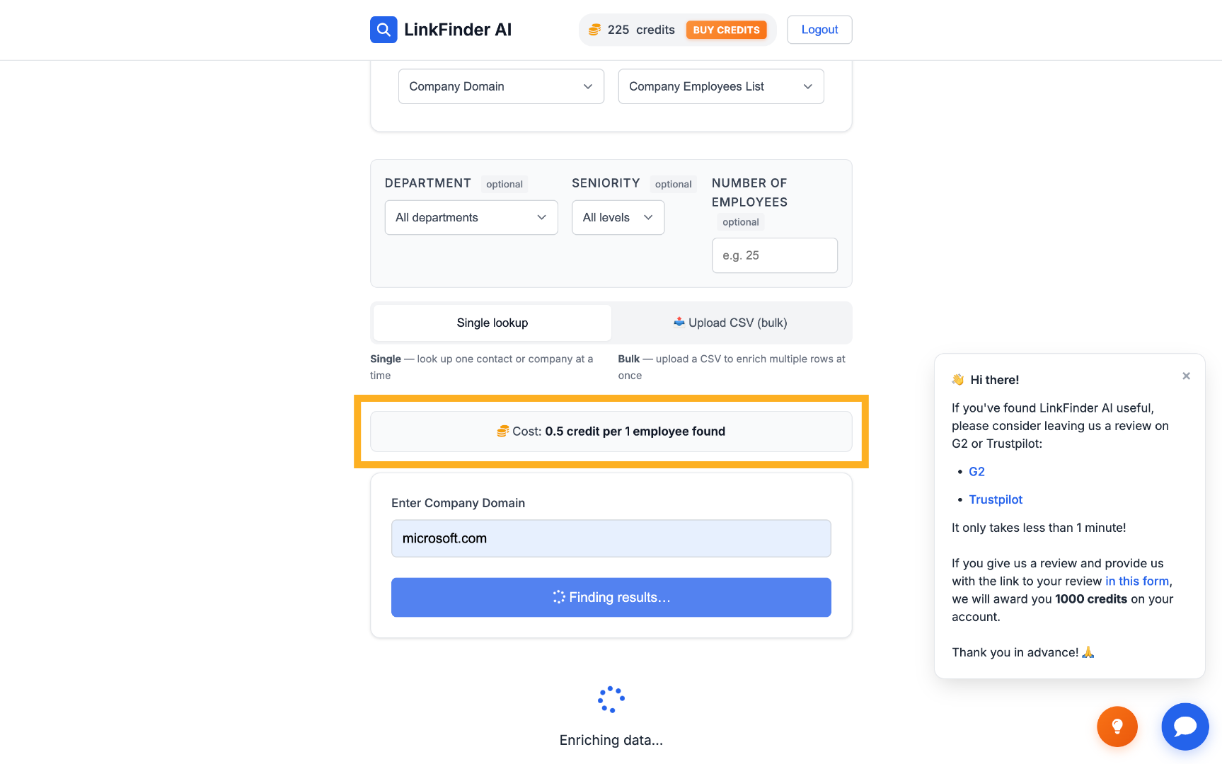 View Credit Cost