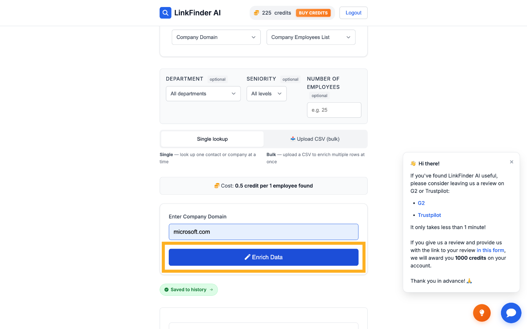 Start Enrichment Process