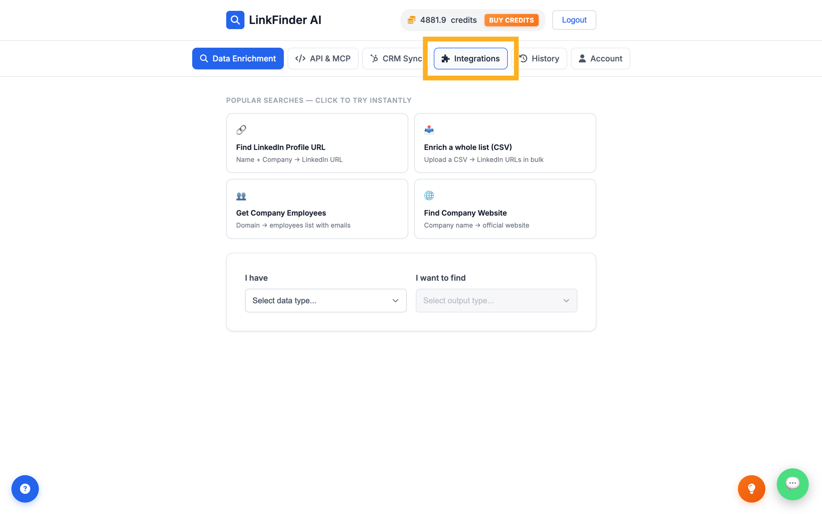Click 'Integrations'