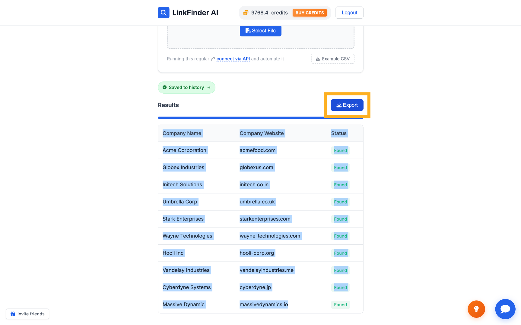 Export Enriched Data