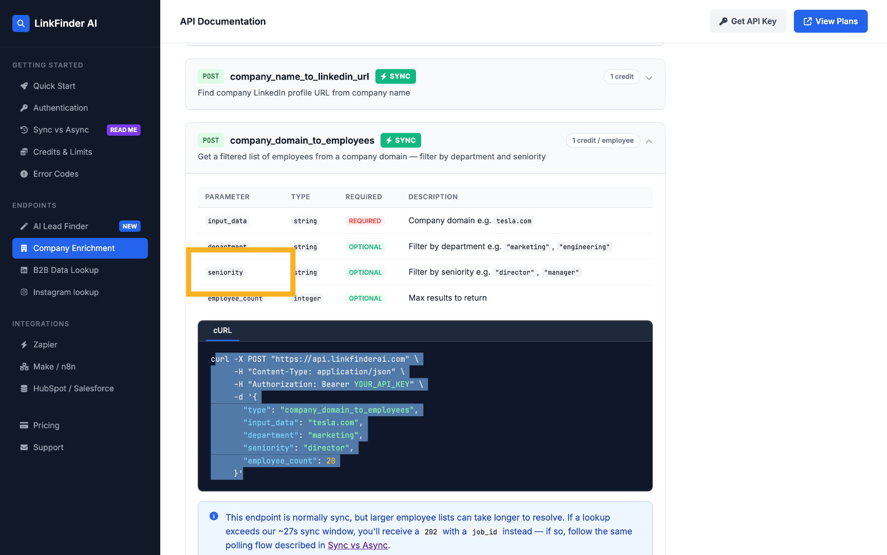 Select Seniority Parameter