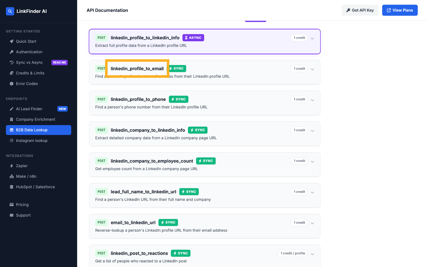 Select Profile to Email API