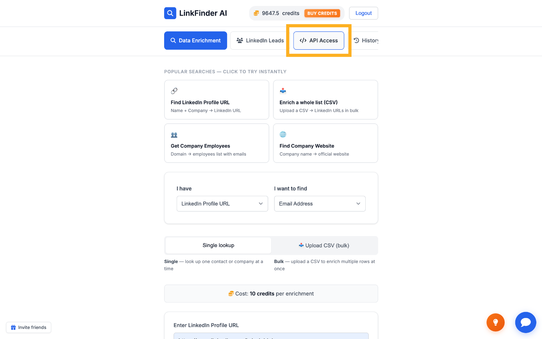 Access API Section