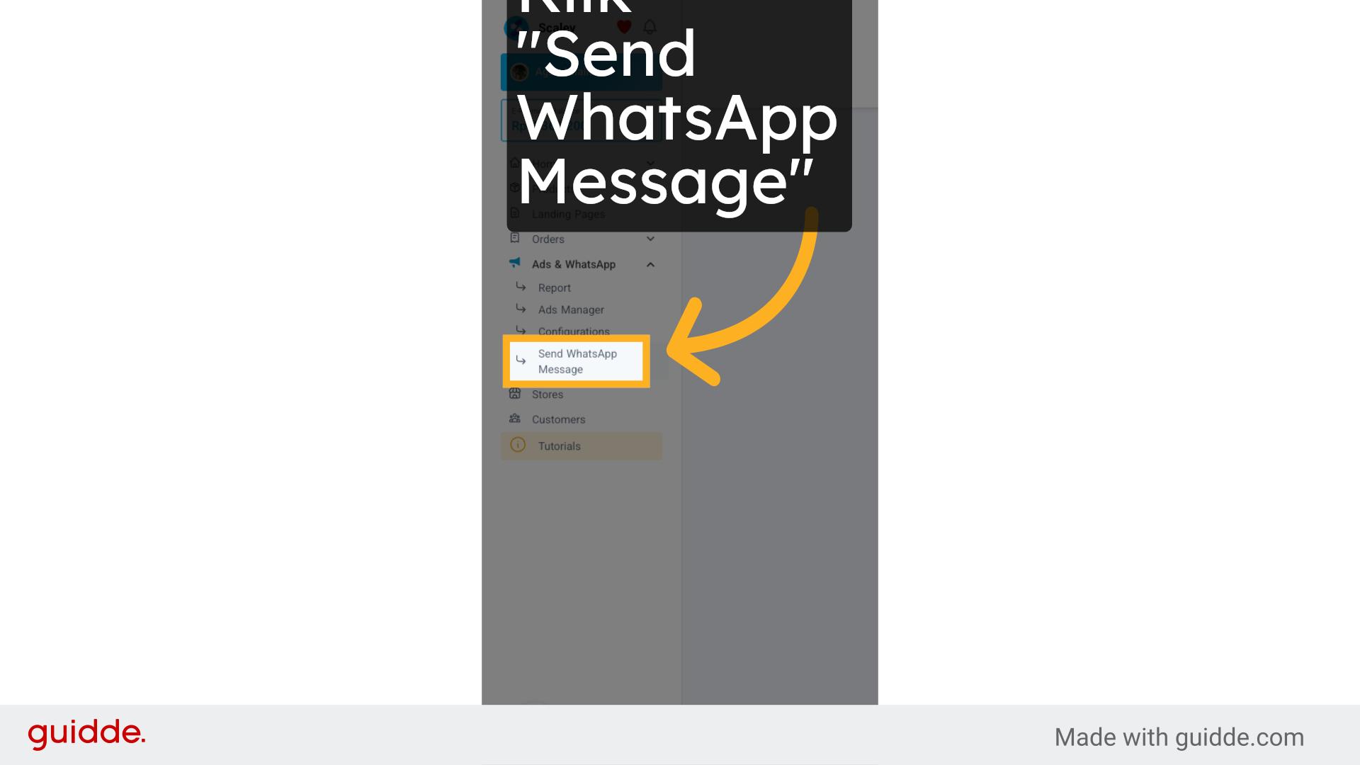 Klik sub menu 'Send WhatsApp Message'