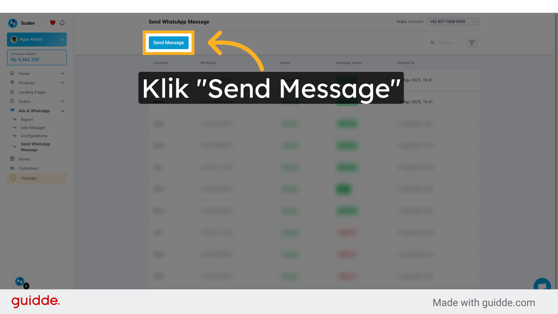 Klik tombol 'Send Message'