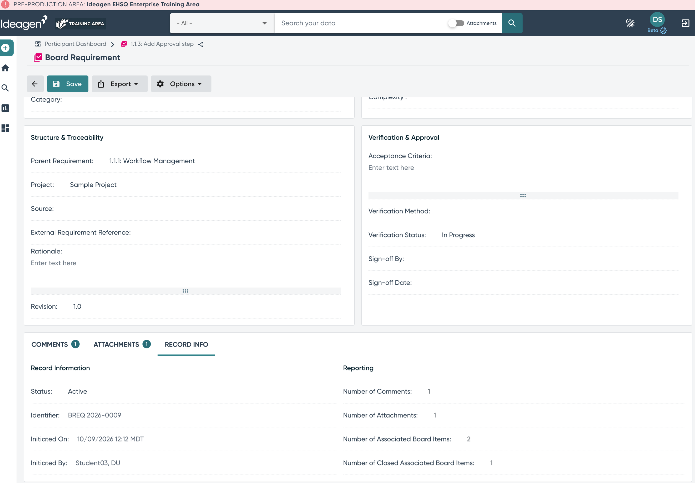 Requirement Reporting