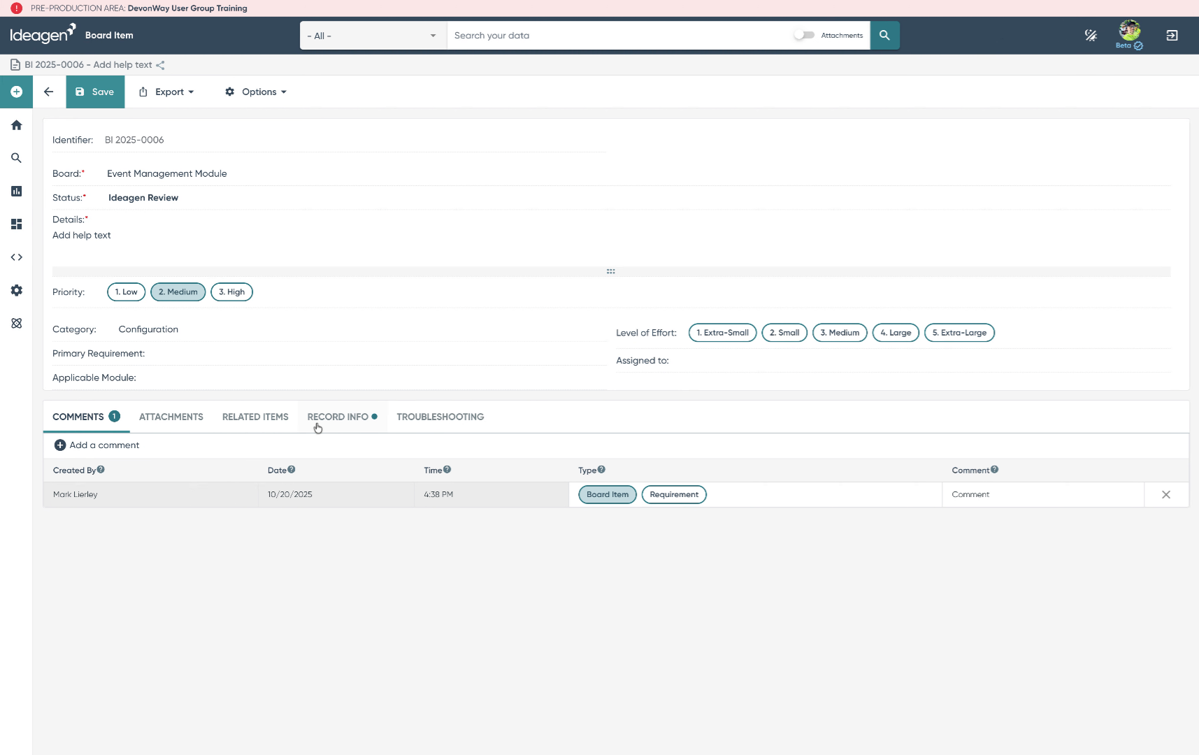 View Record Information