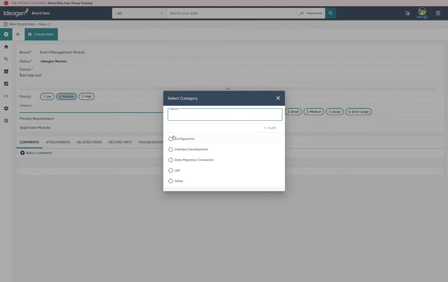 Assign an item Category