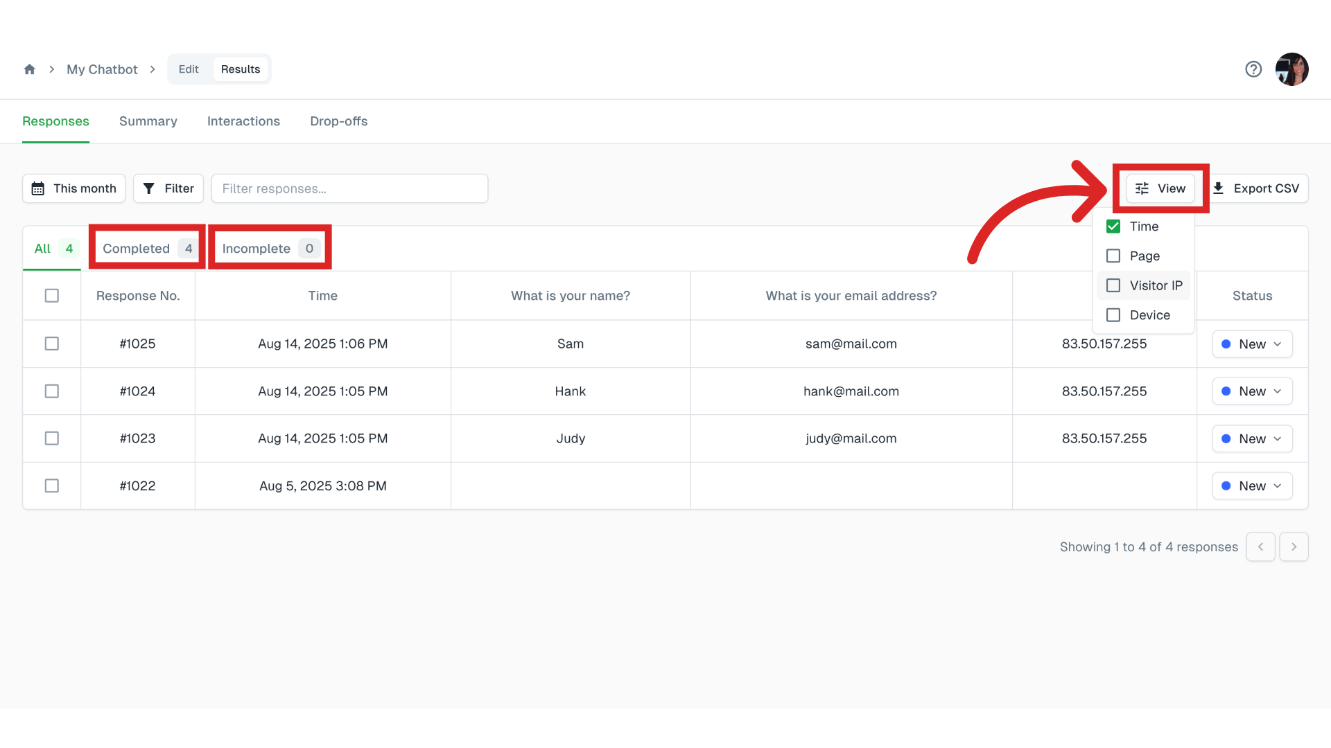 Click 'Visitor IP'
