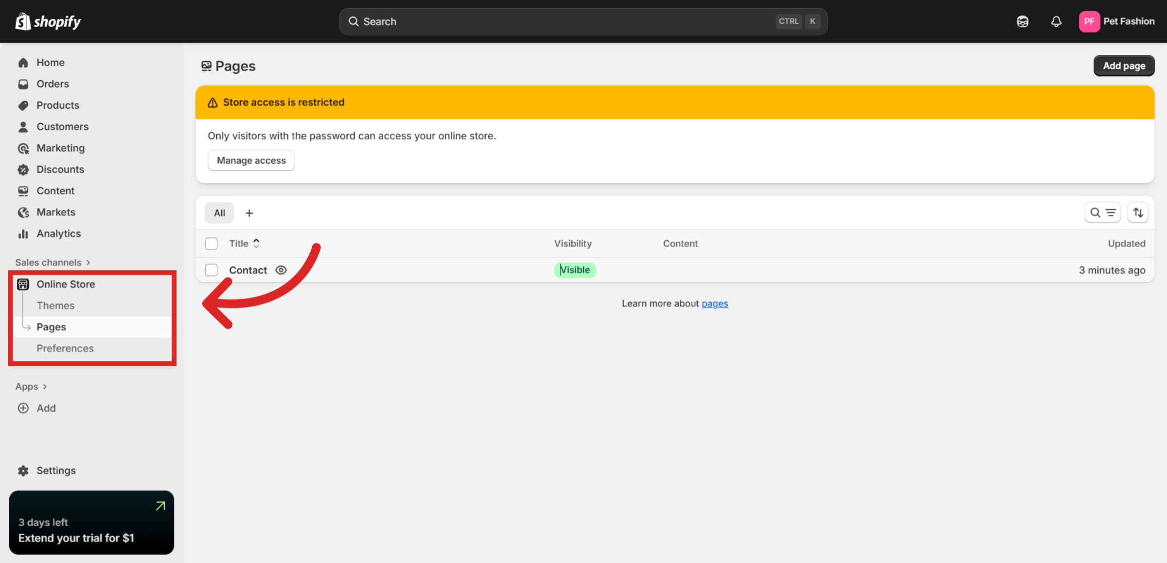 Navigate to Contact Page