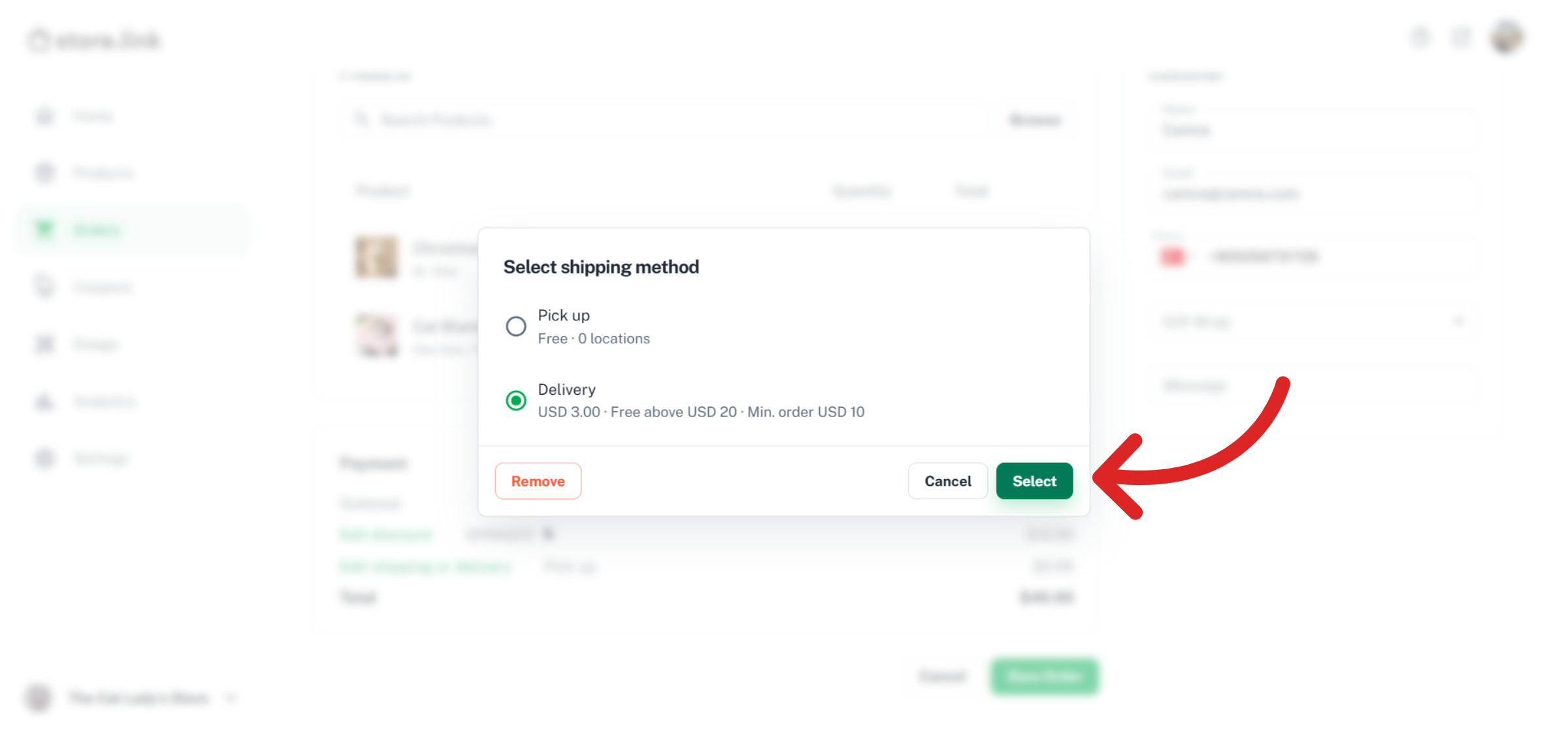 Select Shipping Method