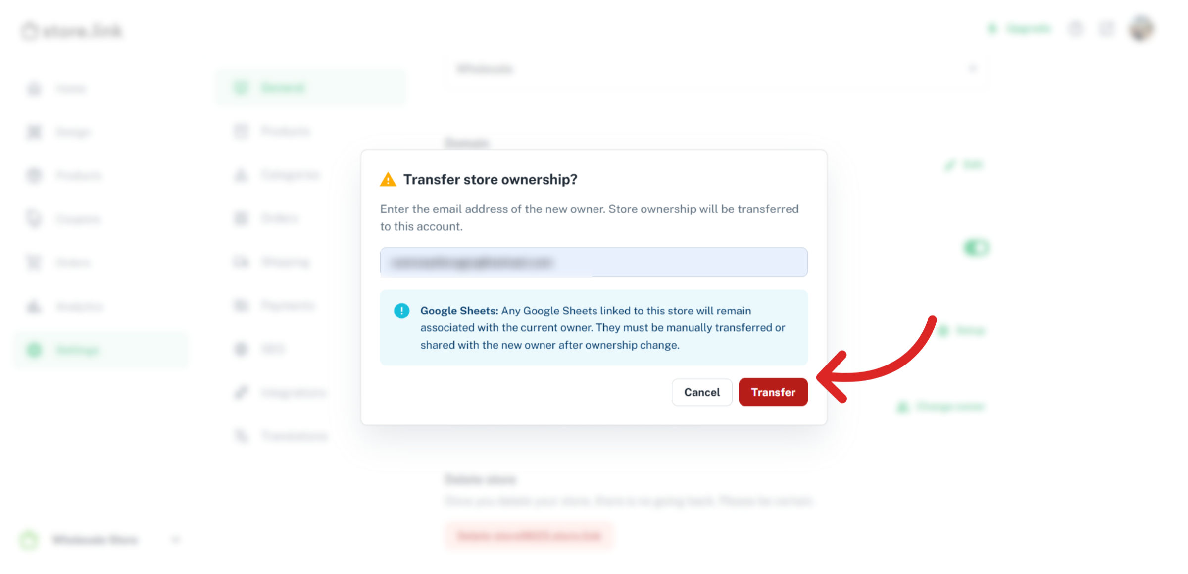Click 'Transfer'
