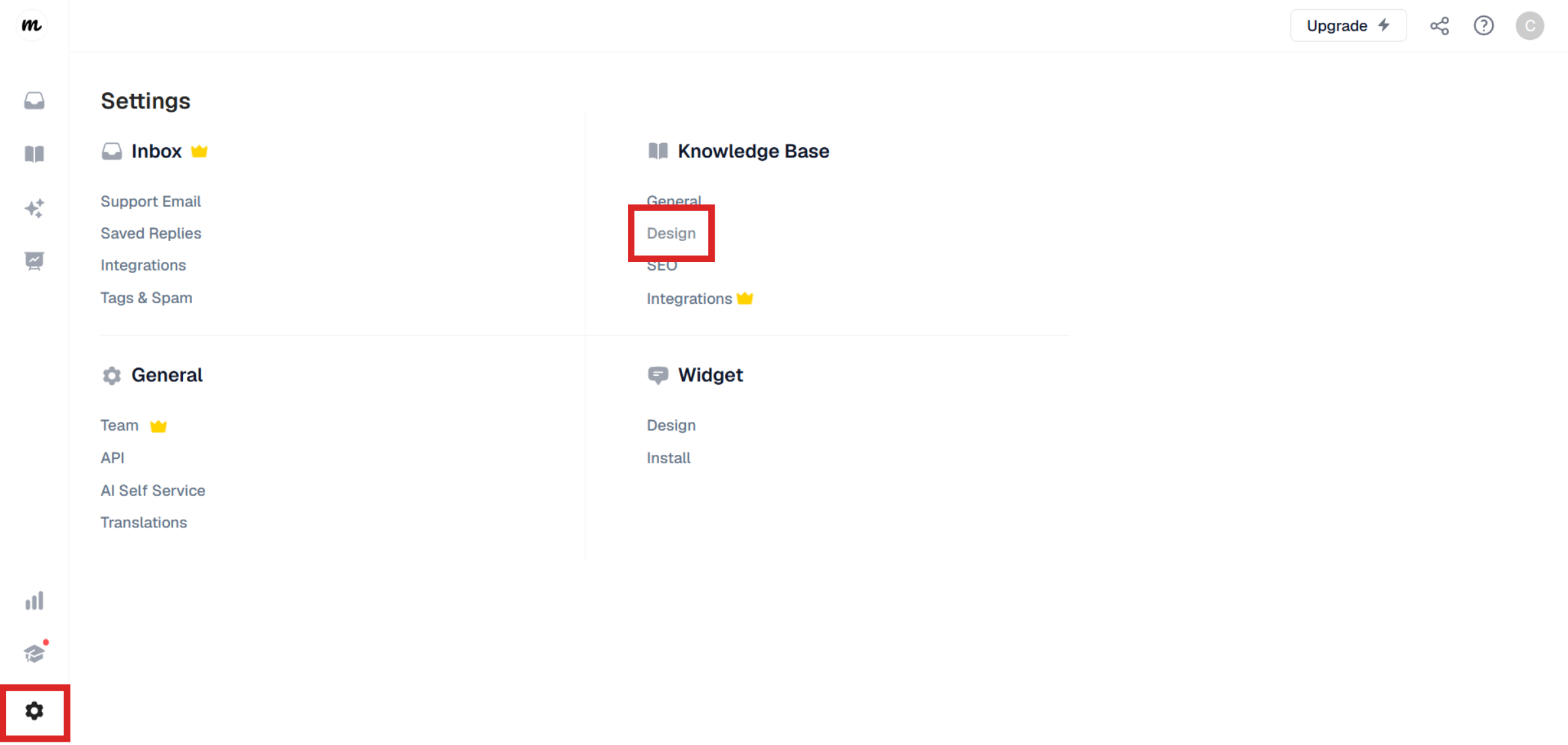 Open Design Settings