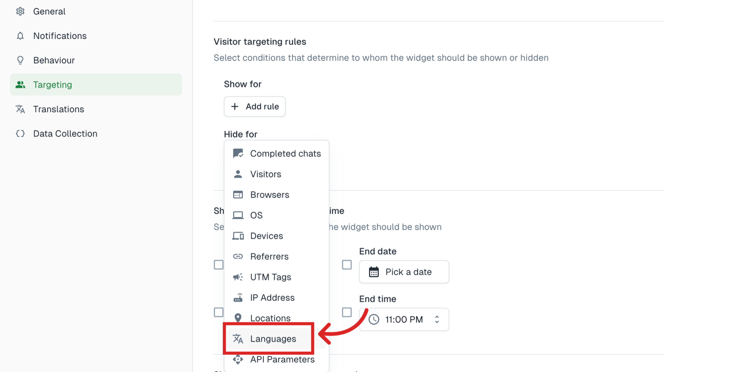 Select Languages Option