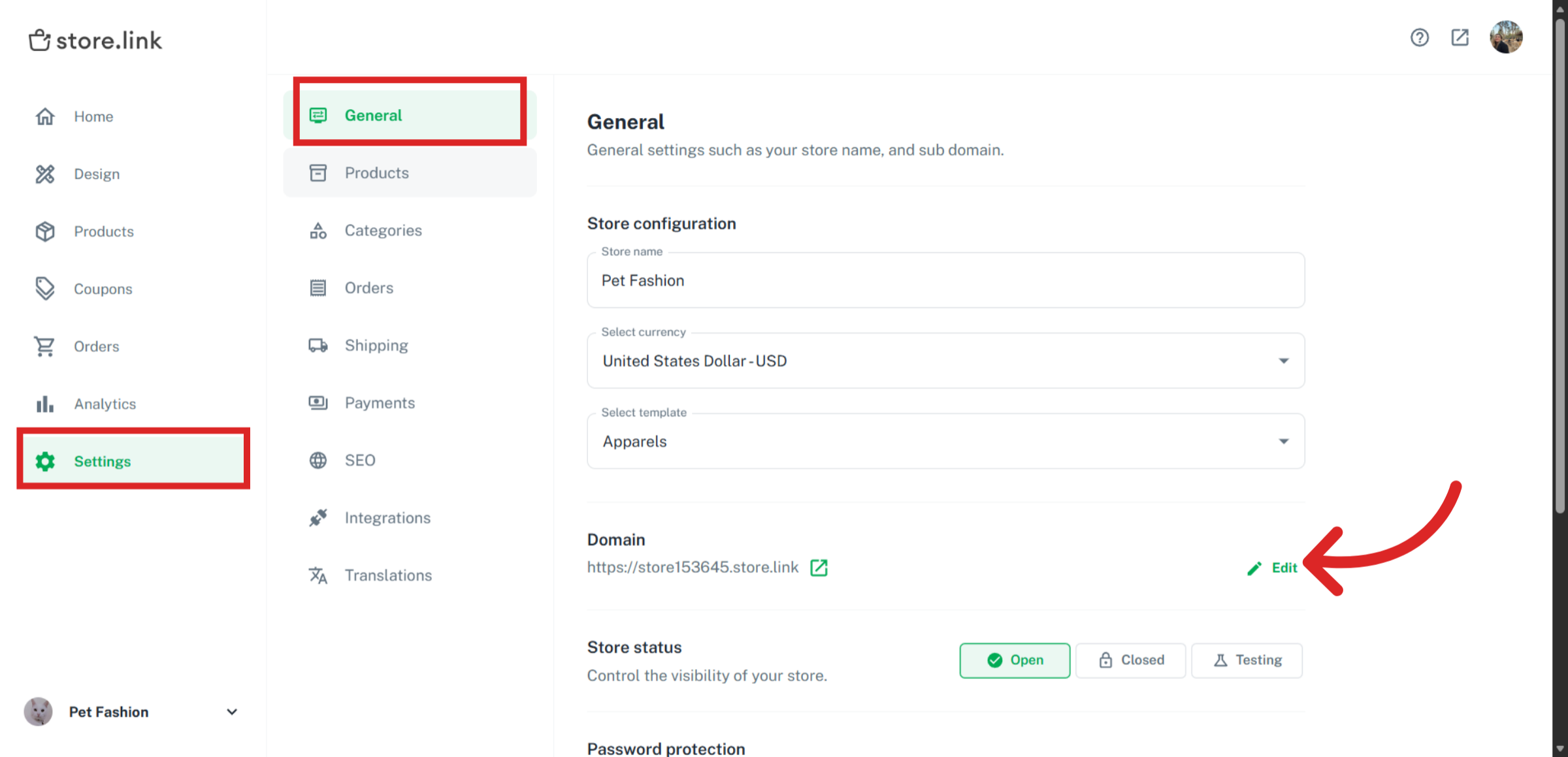 Navigate to Products Section