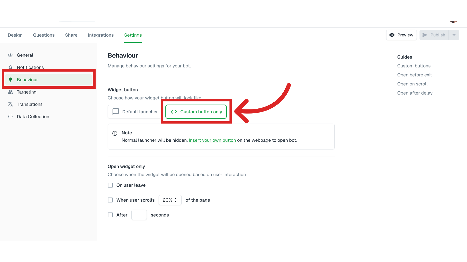 Click 'custom'