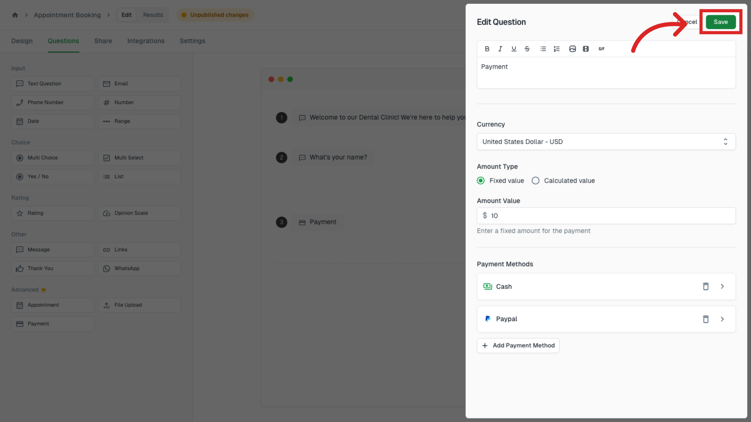 Save Payment Configuration