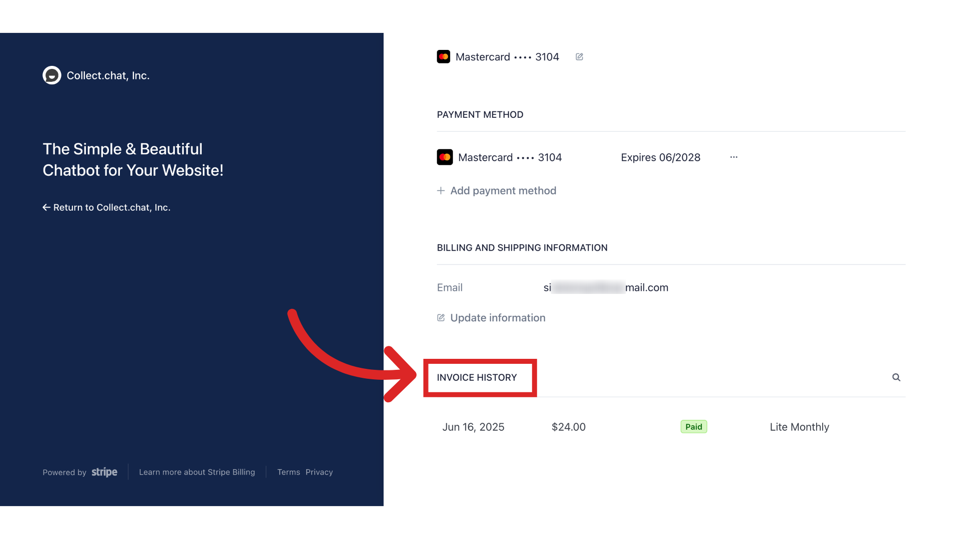 Click 'Invoice history'