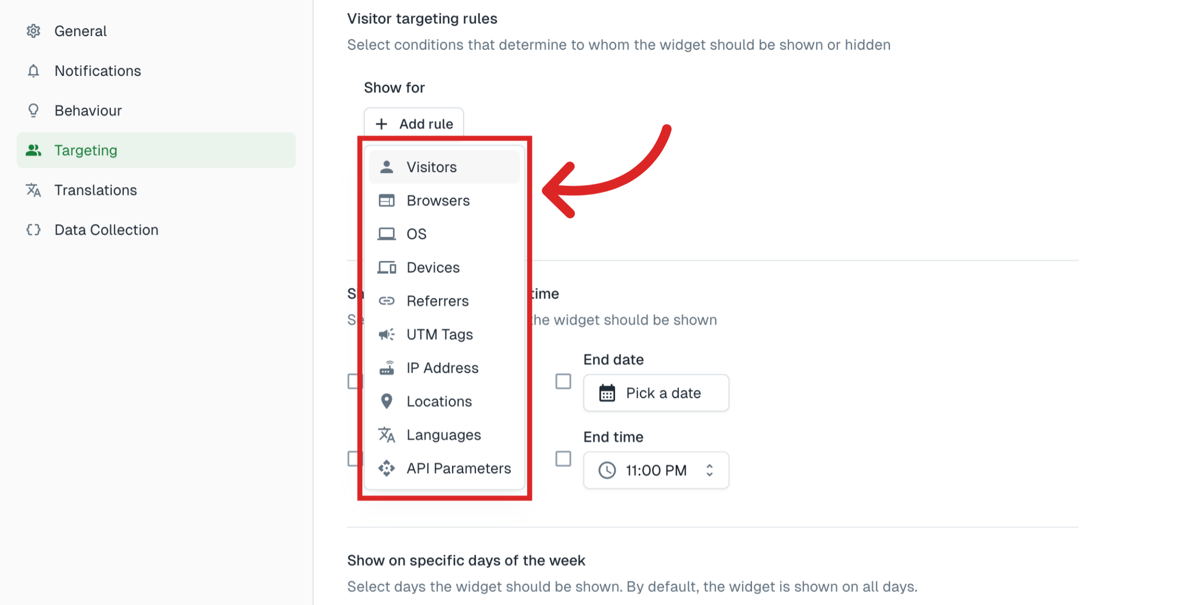 Select Visitors Option