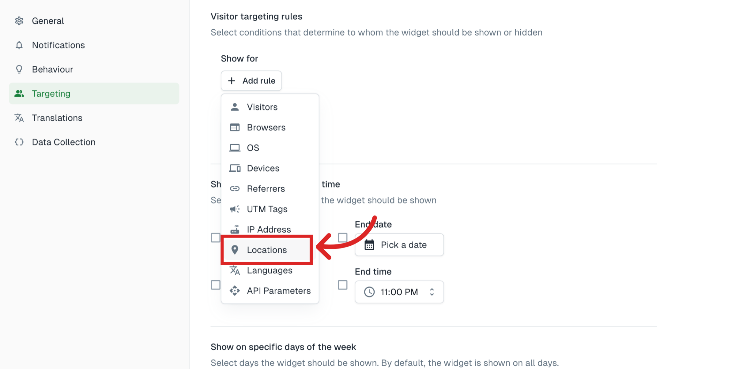 Select Locations Option