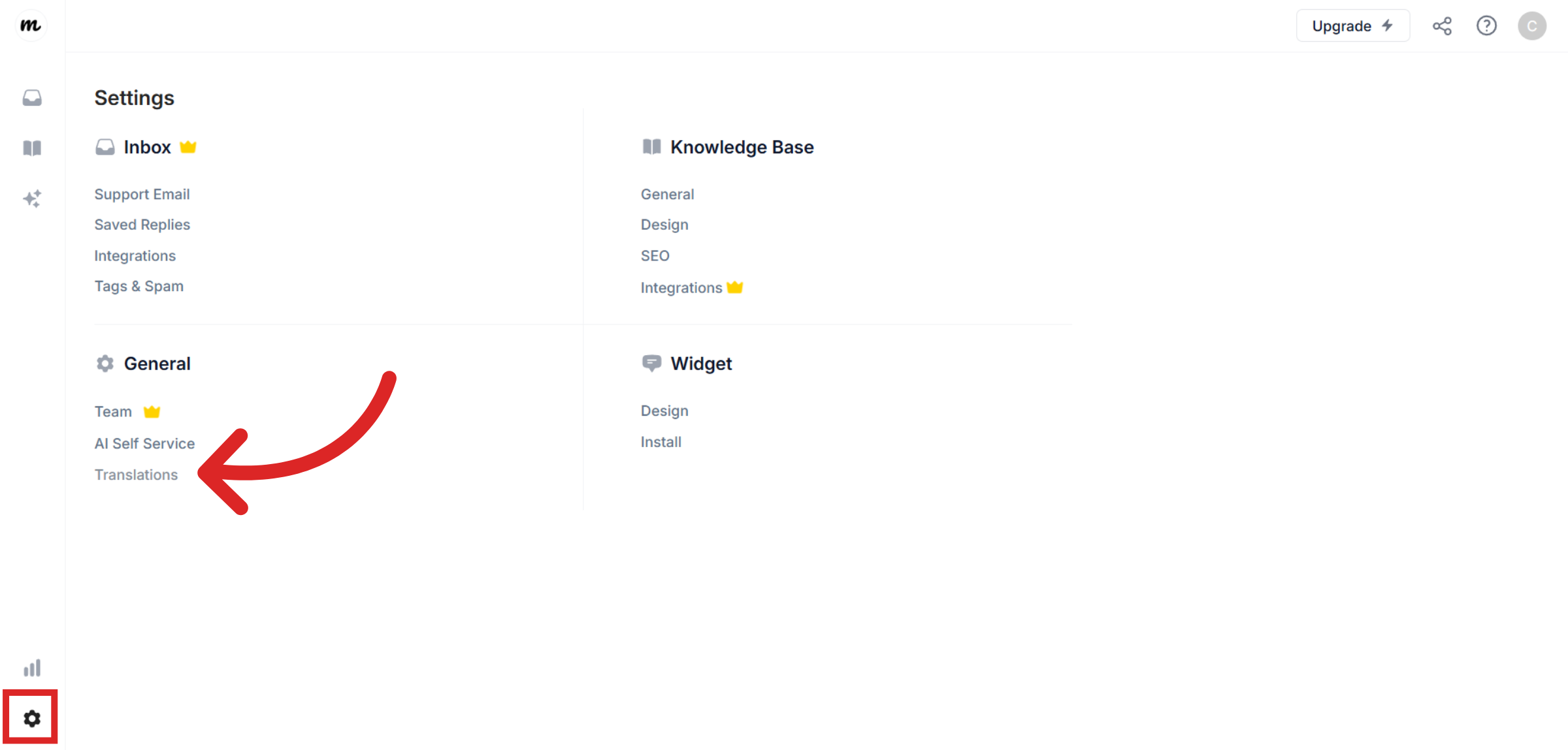Access Translations Section
