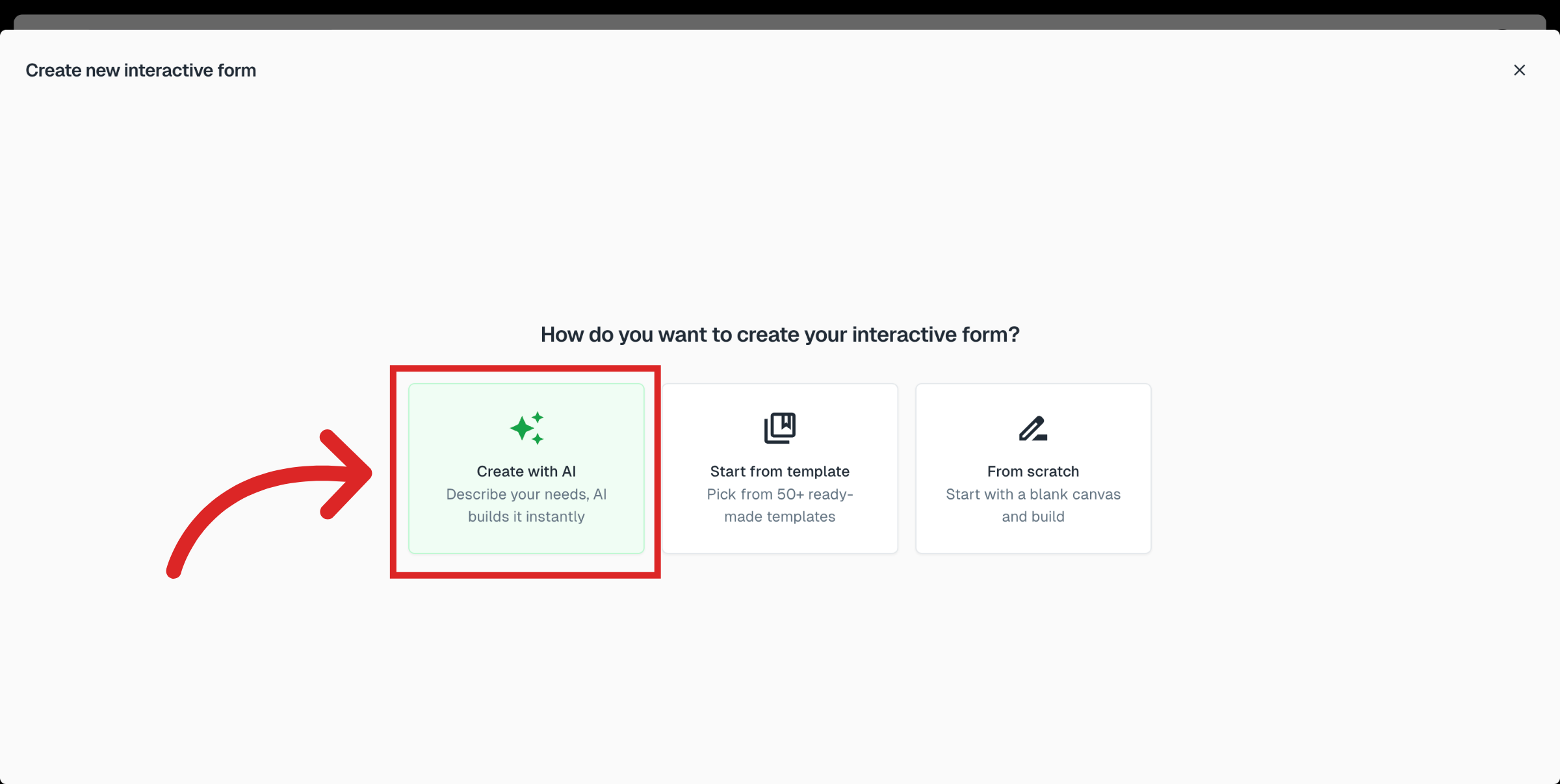 Choose Form Creation Method