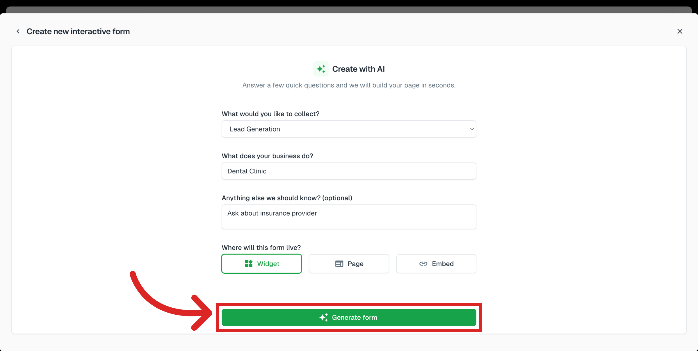 Choose Form Placement