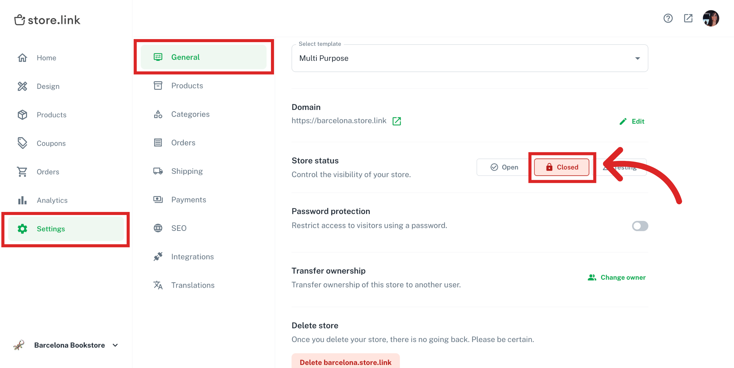 Configure Store Options