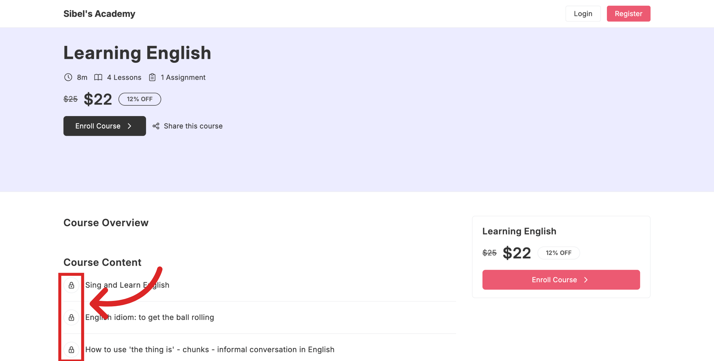 Select Course Content