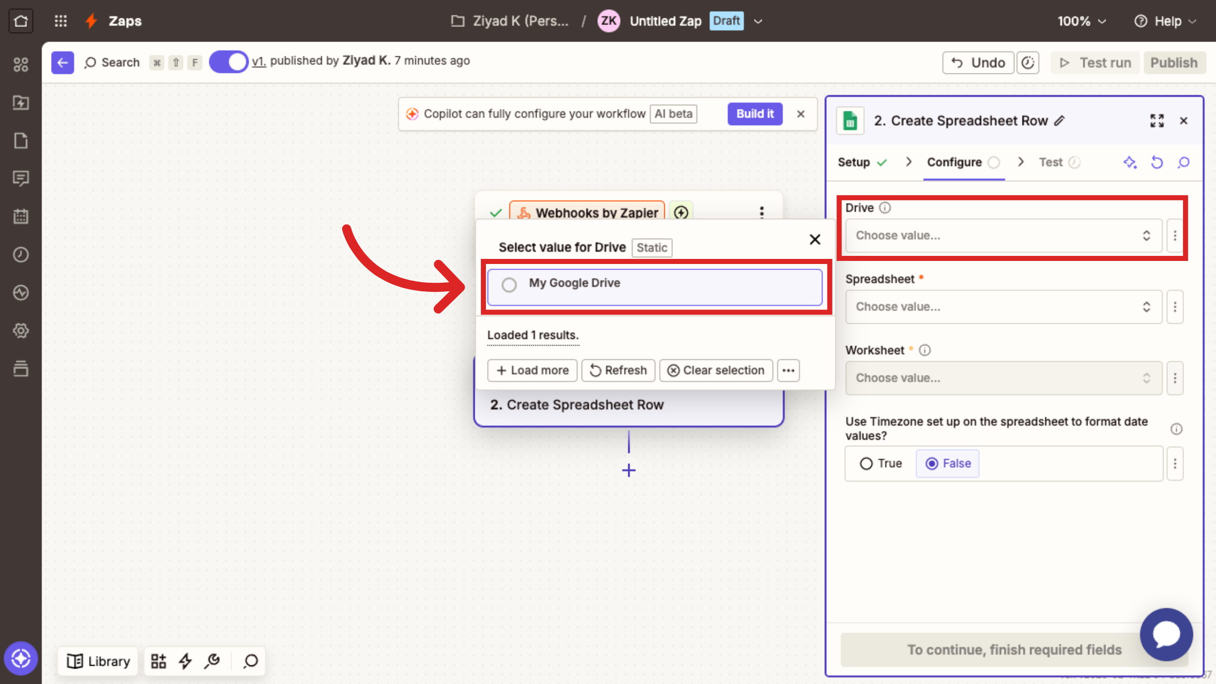 Choose Google Drive Account