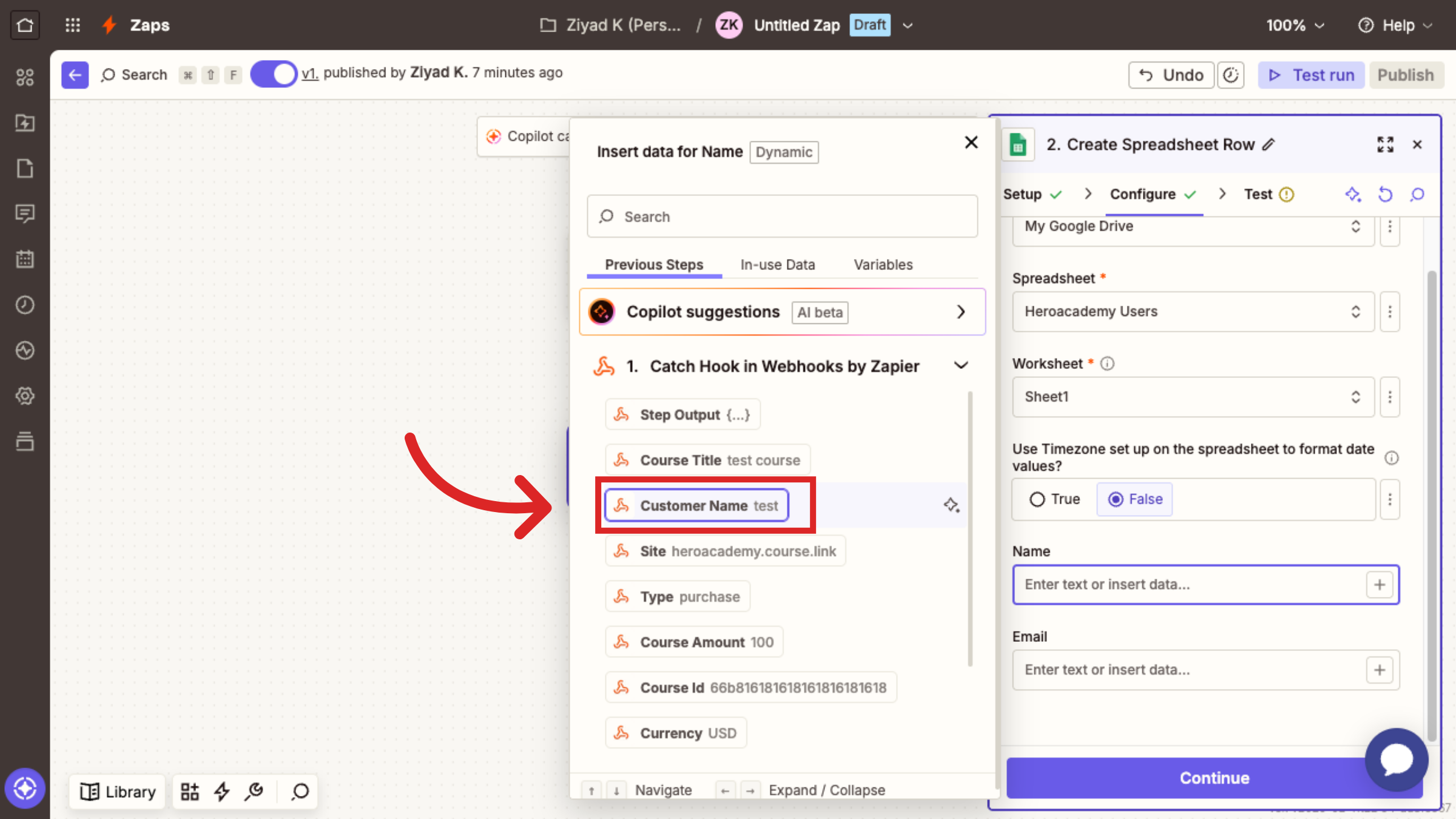 Map Customer Name Field