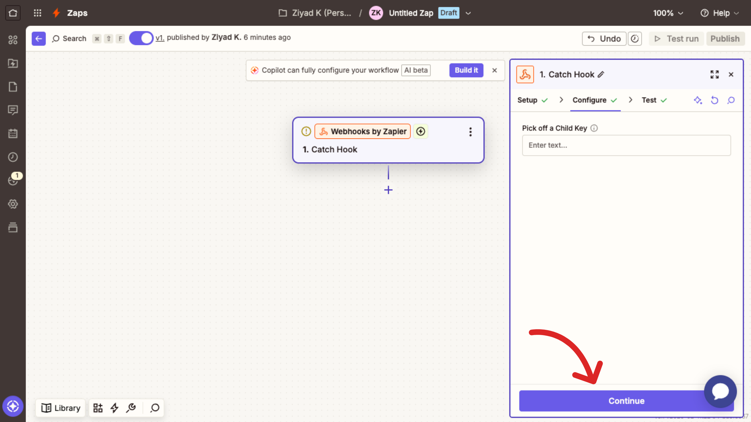 Click Continue Button