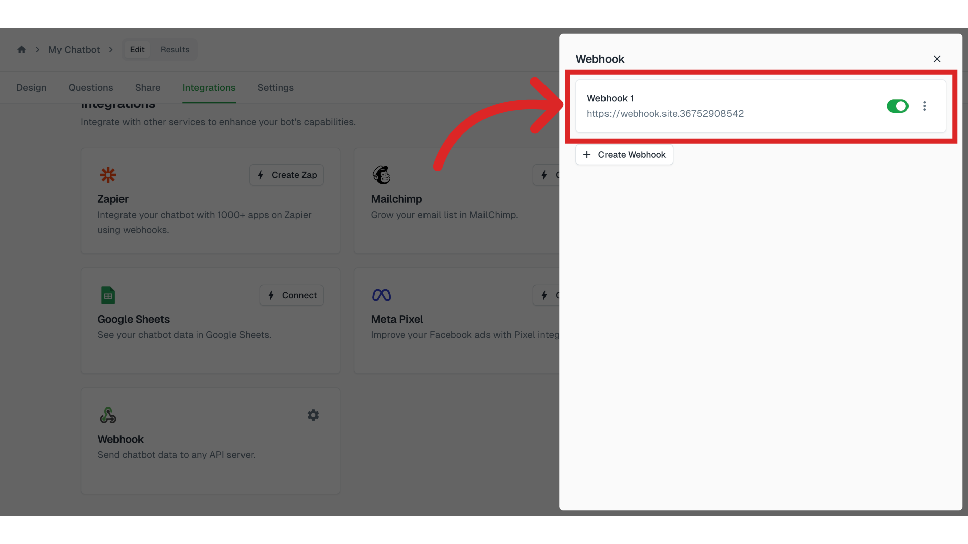 Click 'Create Webhook'