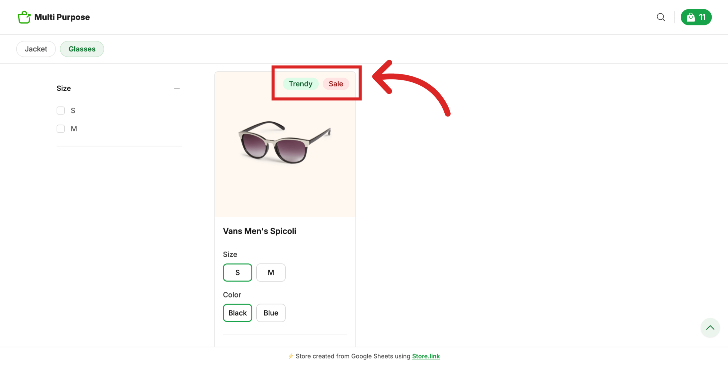 Click Store Interface Element