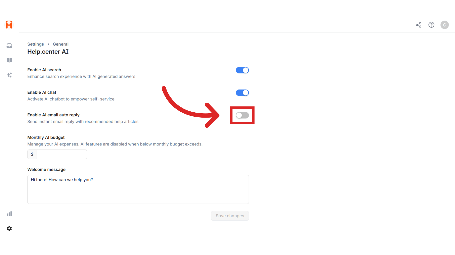 Click 'Enable AI email auto reply'