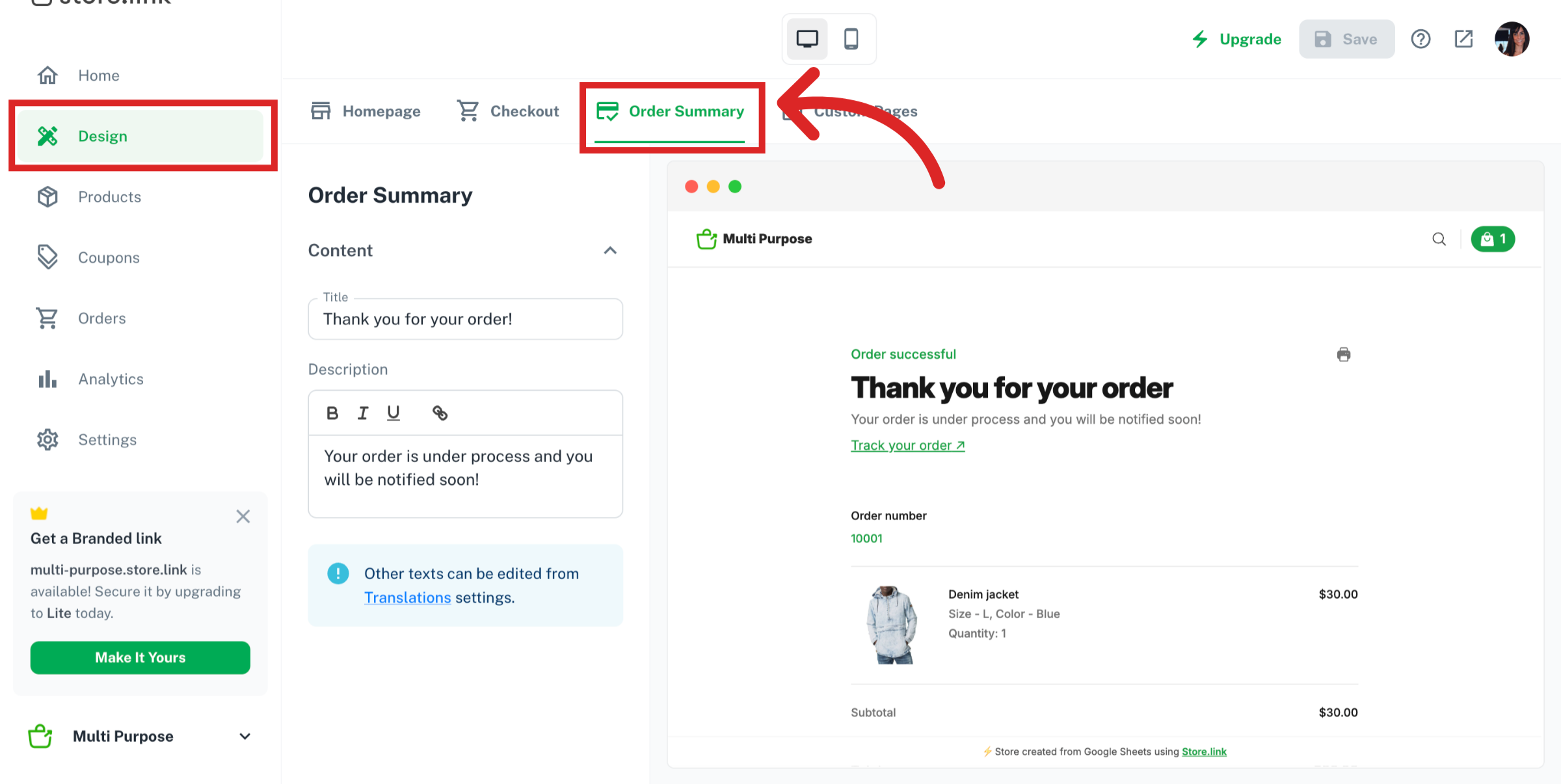 Access Store Dashboard Section