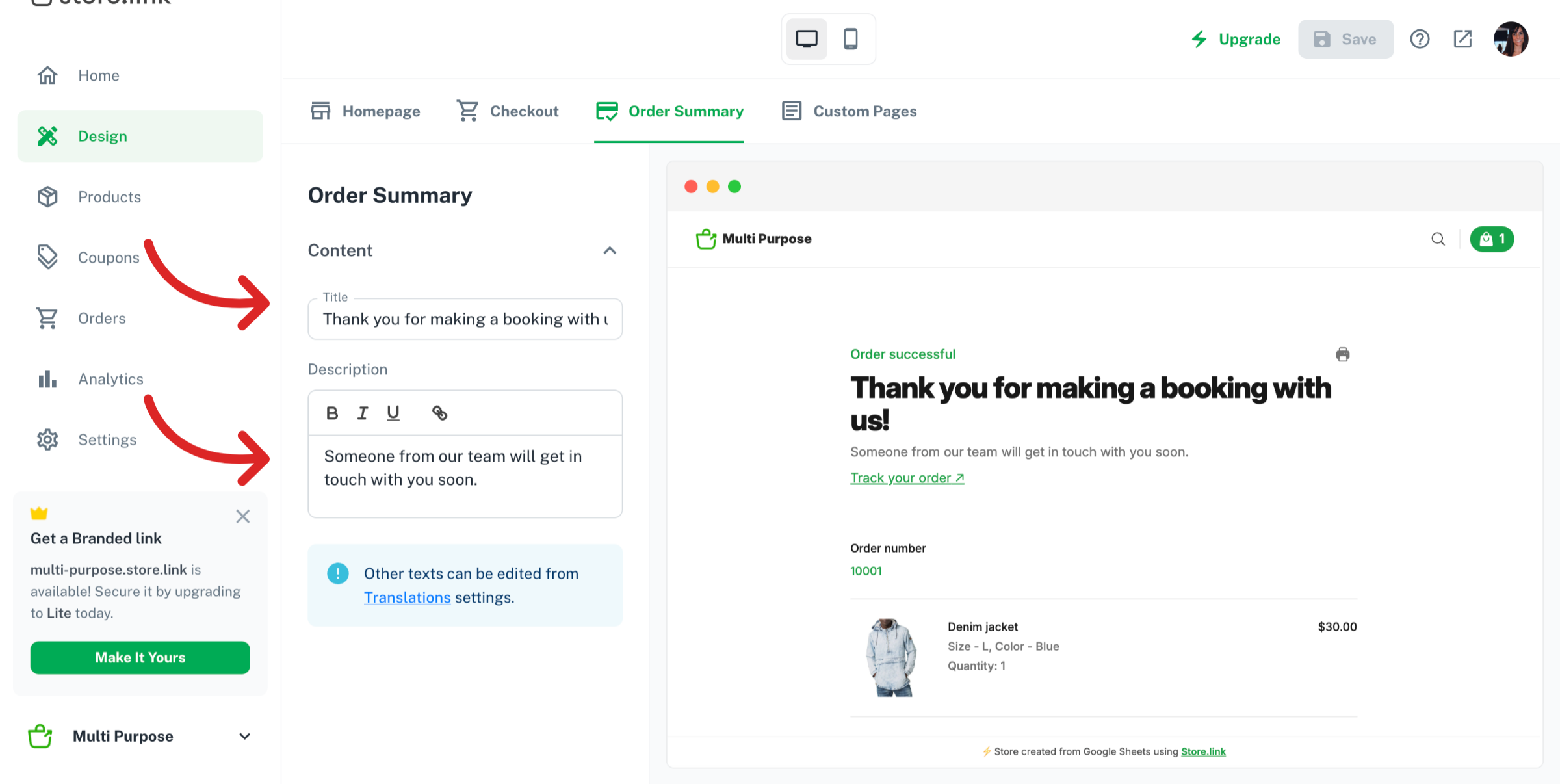 Return to Store Dashboard
