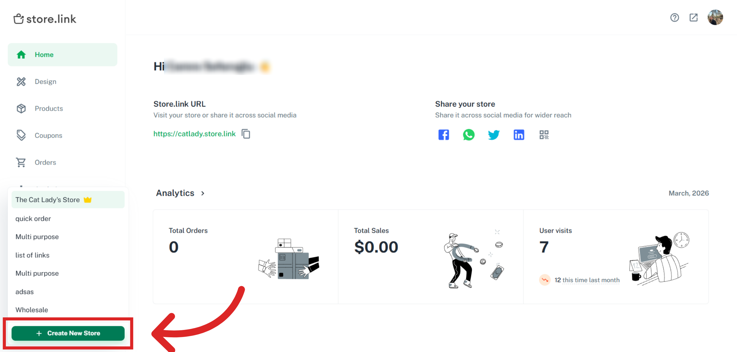 Initiate New Store Creation