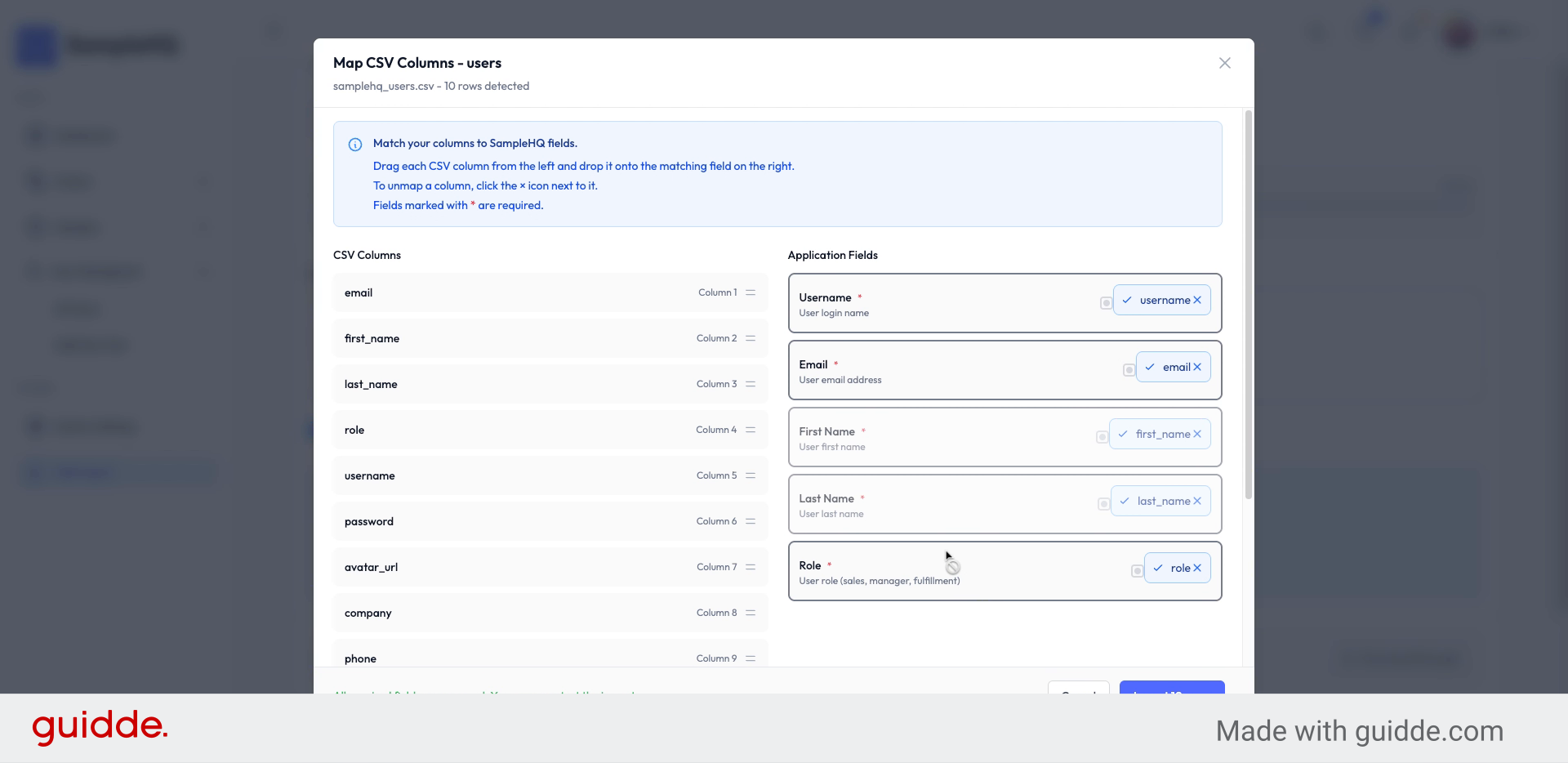 Preview Mapped User Data