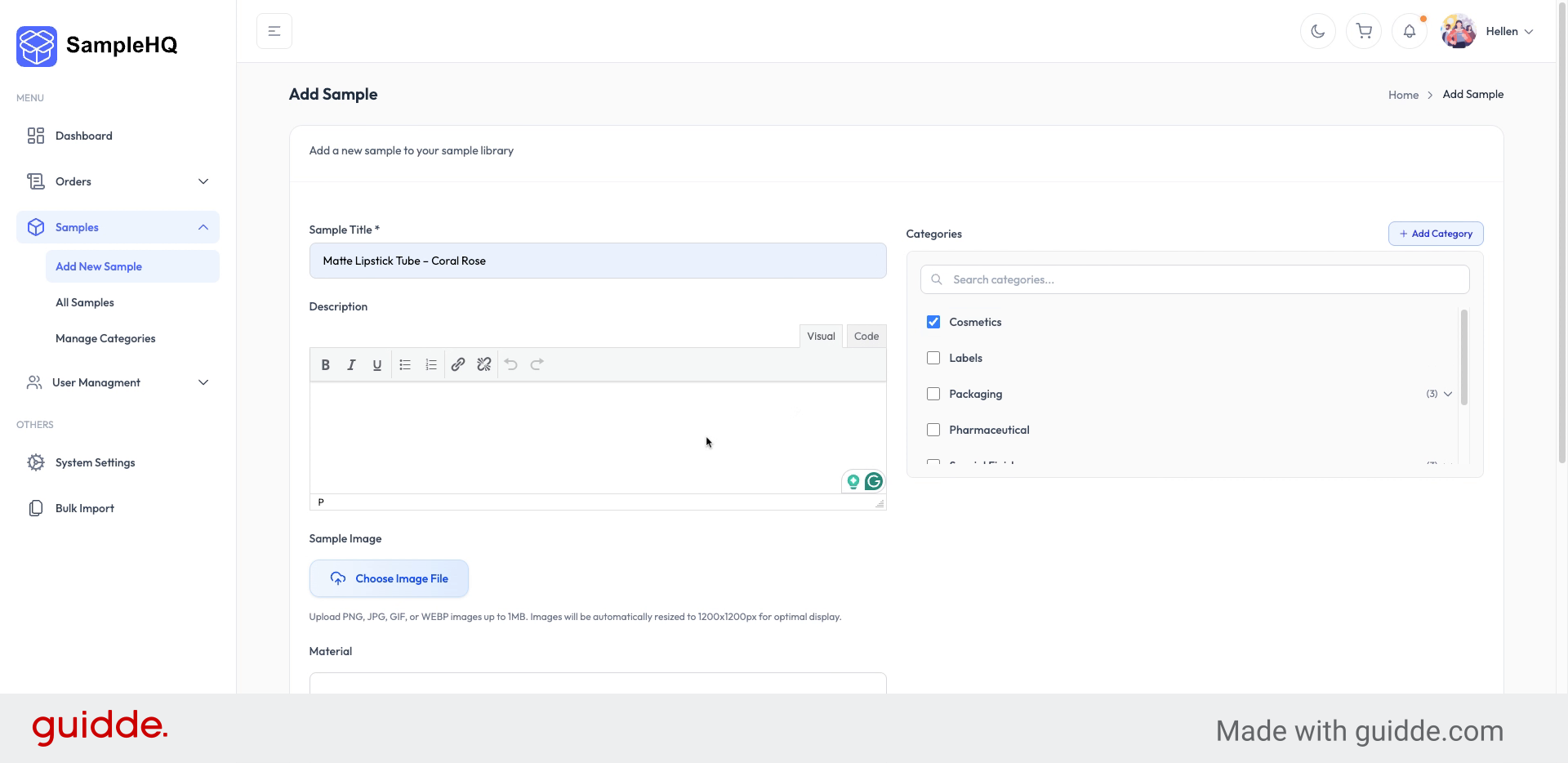 Add Sample Description