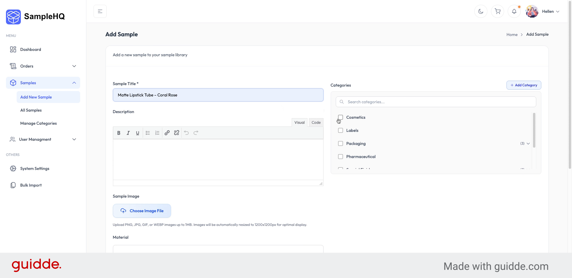 Select Sample Category