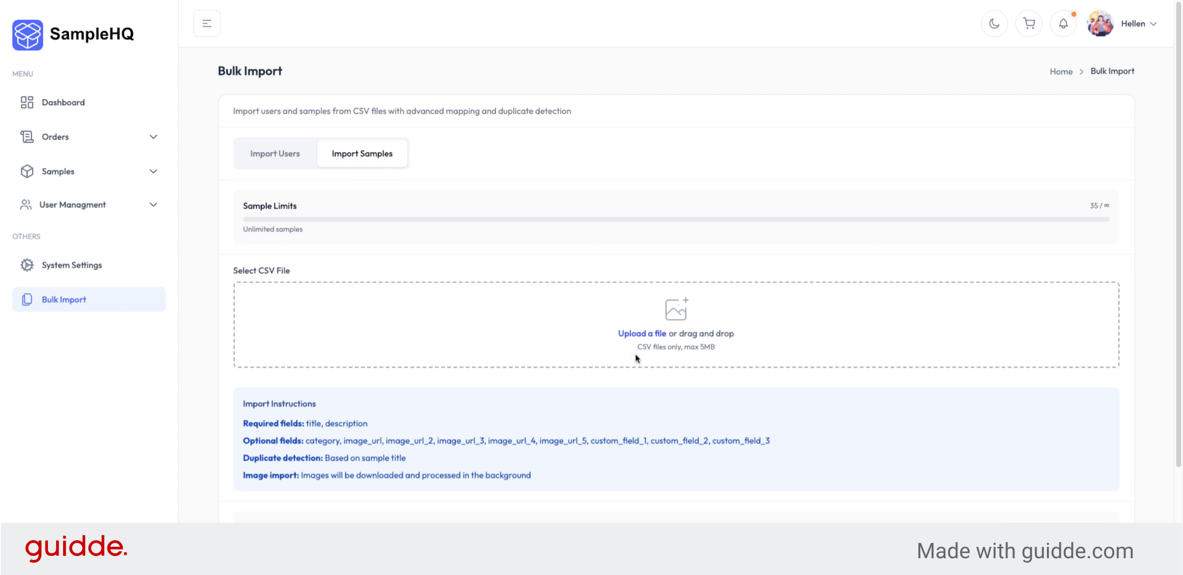Download CSV Template