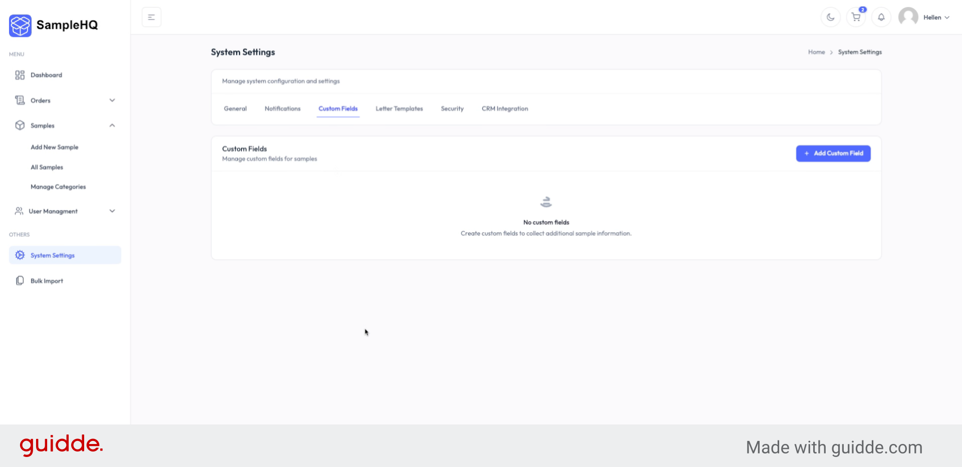 Create Custom Fields for Samples